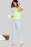 Zivame Optics Fun Knit Cotton Pyjama Set - Forever Blue — thumbnail 4